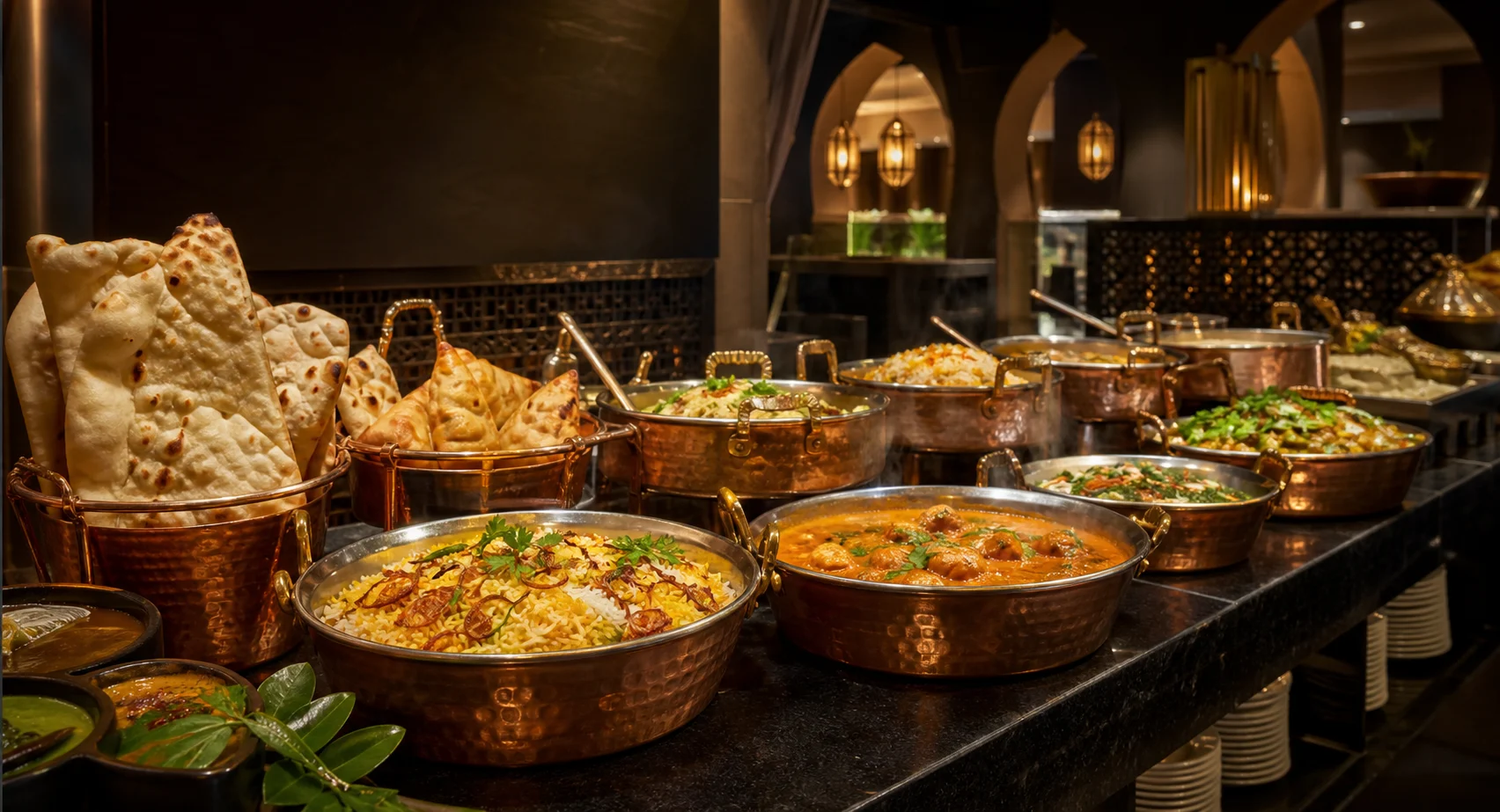 Le buffet à volonté indien et pakistanais du restaurant INDUS